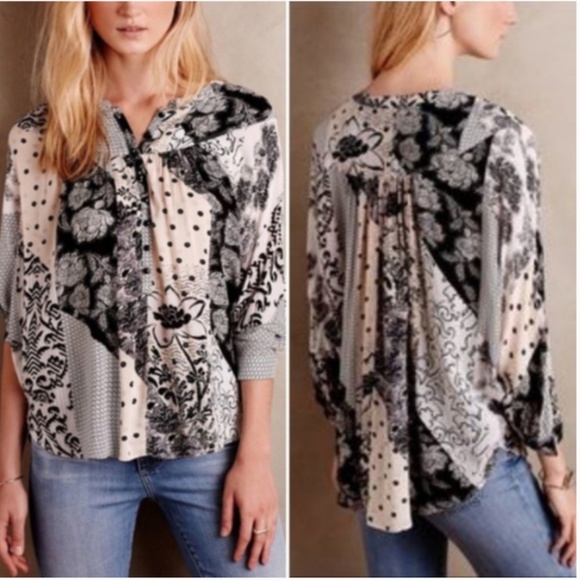 Anthropologie Maeve Liden mixed material Top - Picture 1 of 6